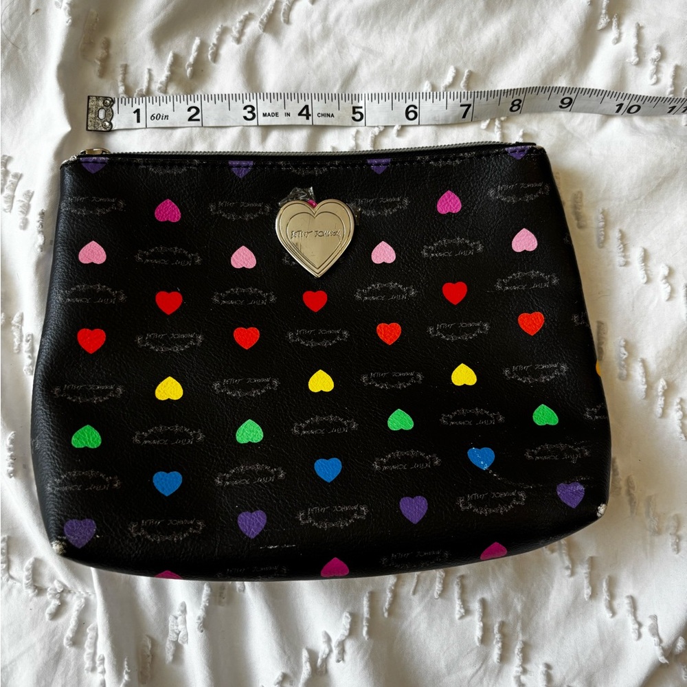 Betsey Johnson Black Heart Cosmetic Bag